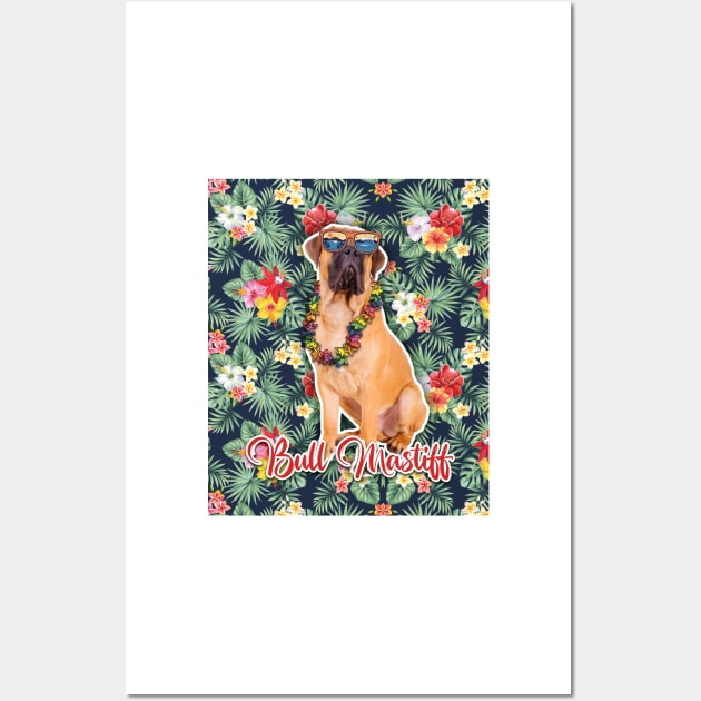 Bull Mastiff Summer Funky Hawaiian, Hawaii Style, Dog Personalized Hawaiian Wall Art by Hoahip